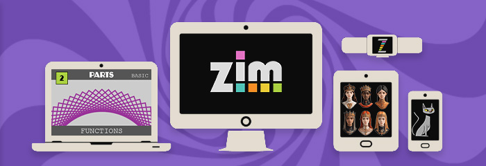 image showing from left to right, a pink circle, purple button and a purple bowler hat all on a blue background